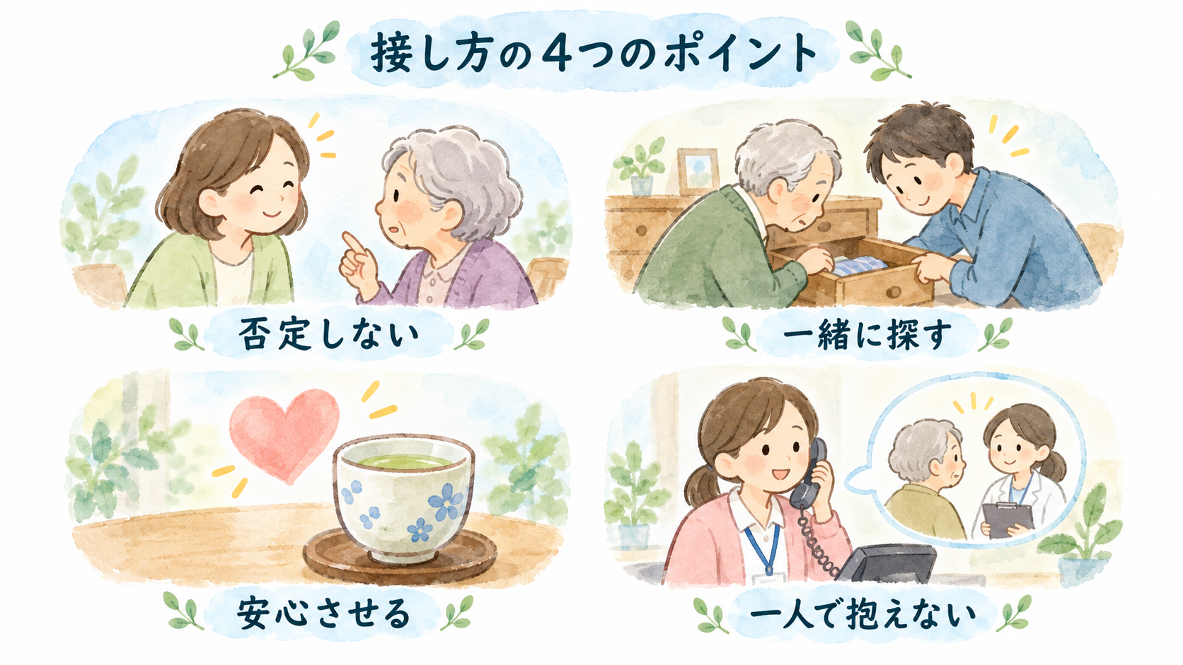 接し方の4つのポイント watercolor guide
