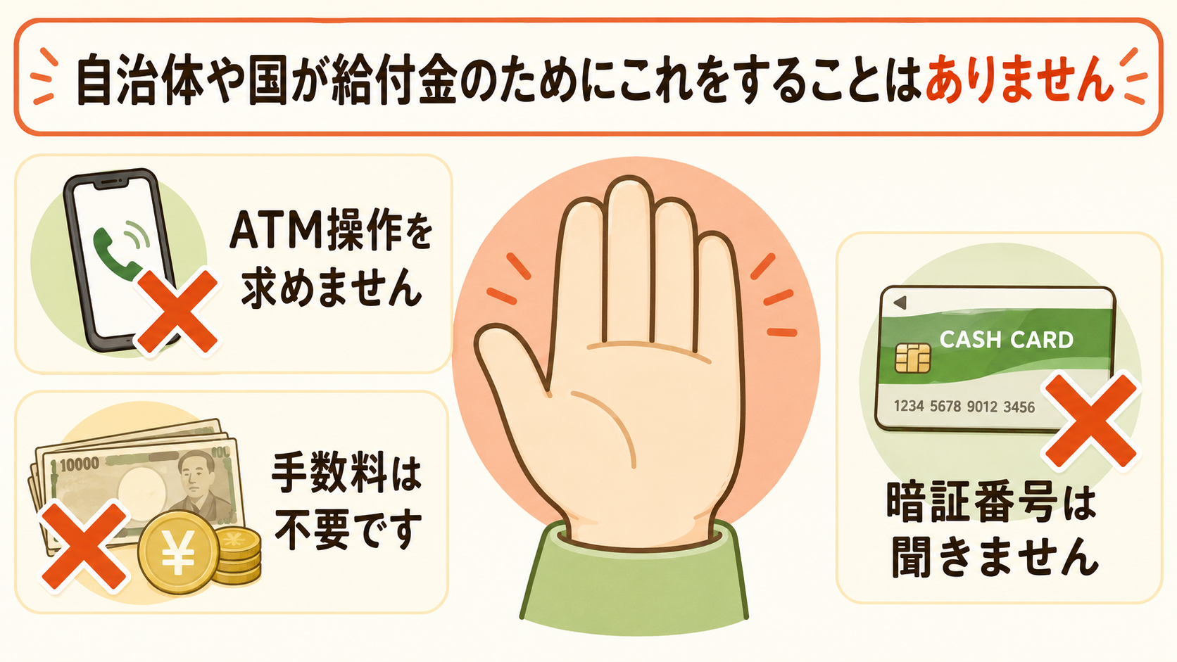 給付金を名乗る詐欺にご注意ください